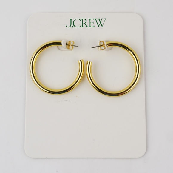 New JCREW Mini Tube Hoop Earrings in Matte Gold - Burnished Gold - Picture 3 of 3